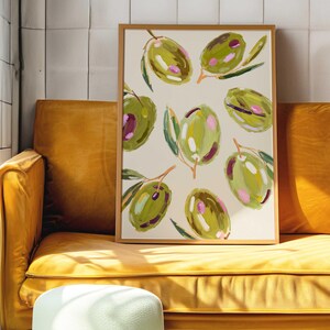 Olives Wall Art Cute Olive Print Kitchen Print Cottage Core Poster Kitchen Art Watercolor Coquette Room Decor Girly Art Farmhouse Art Trendy