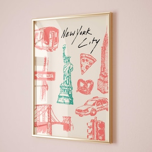 New York City Wall Art New York City Art Print Trendy College Apartment Decor City Girl Art Bar Cart Decor Preppy Decor Dorm Room Decor