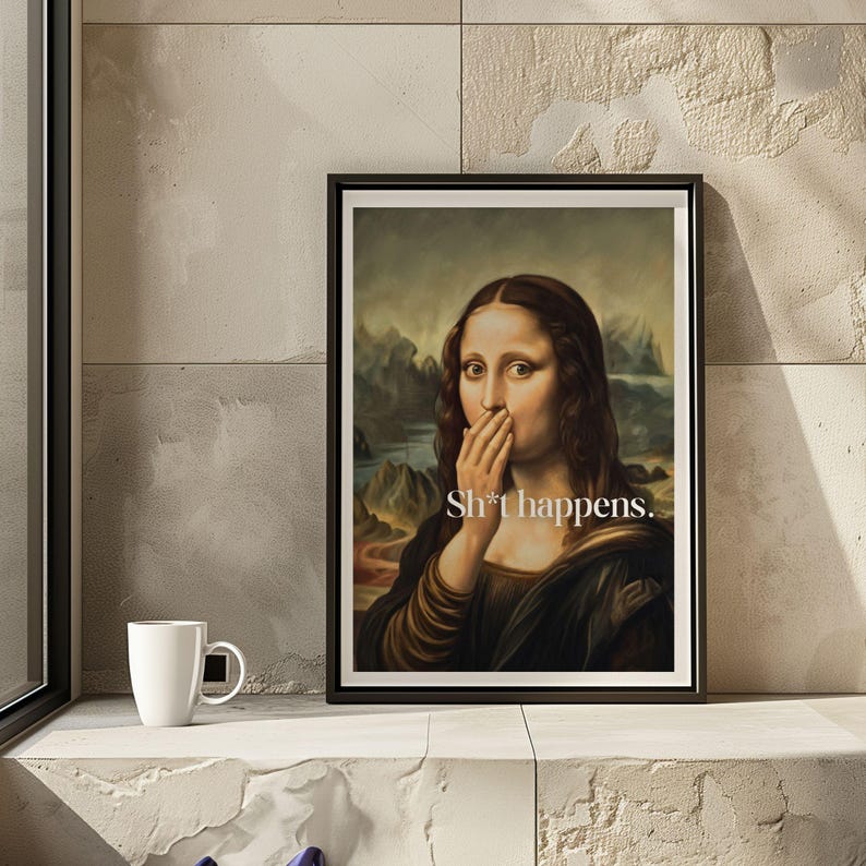 Funny Mona Lisa Bathroom Art: Vintage Toilet Humor Print (digital ...