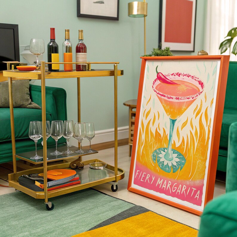 Bar Cart Print Dopamine Decor Martini Poster Martini Wall Art Watercolor Print Martini Print Bar Art Cocktail Poster Bar Printable Margarita