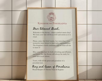 Funny Bathroom Art Print Toilet Humor Decor Classical Vintage King Queen Digital Download Printable Wall Art Funny Bathroom Gift Art Royalty