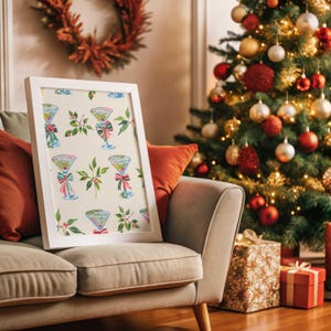 バーカートプリント クリスマスプリント マティーニポスター クリスマスウォールデコレーション ホリデーウォールアート バーカートアート クリスマスデコレーション クリスマス水彩画アート