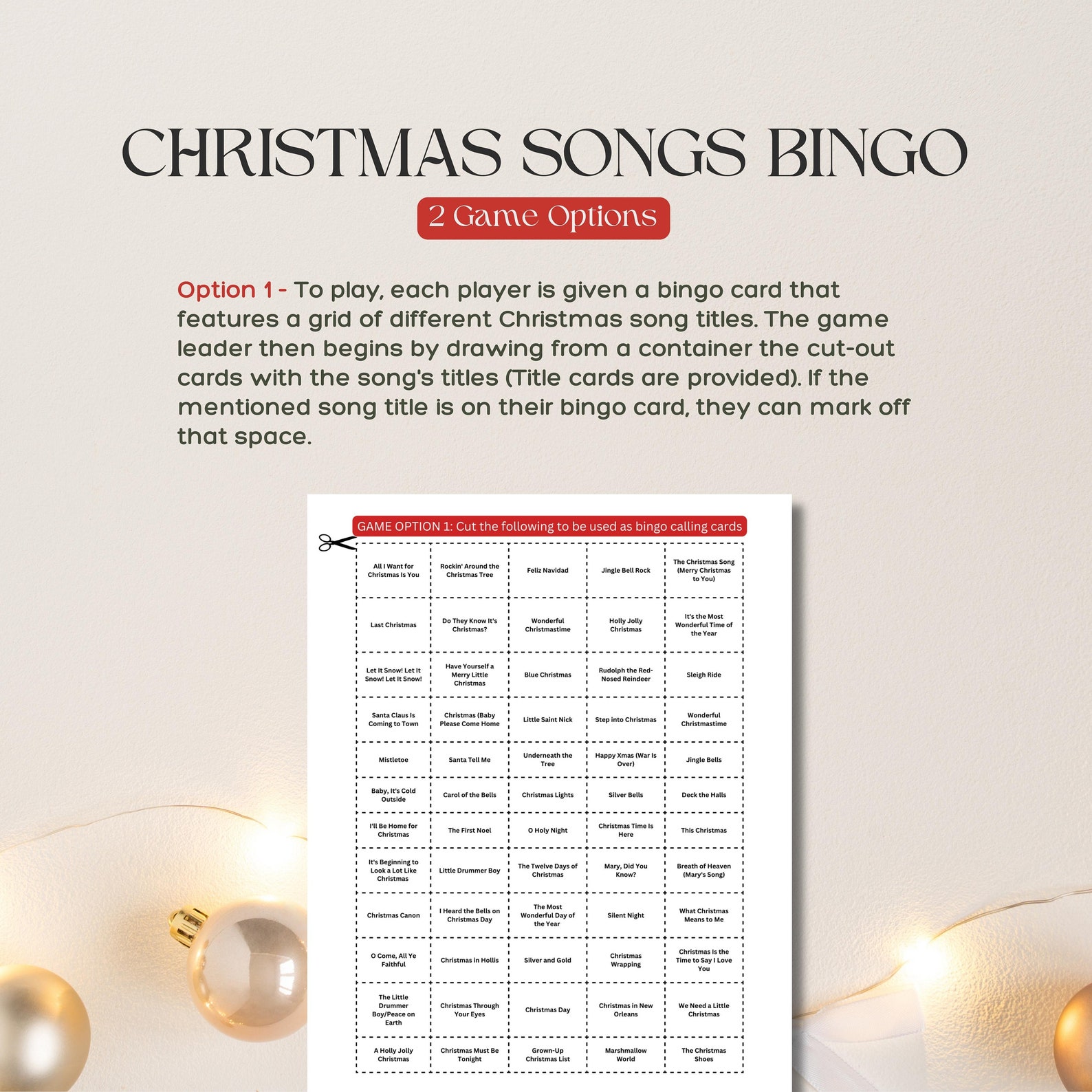 Printable Christmas Bingo Digital Download Christmas Songs Etsy