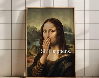 Funny Mona Lisa Bathroom Art: Vintage Toilet Humor Print (Digital Download)