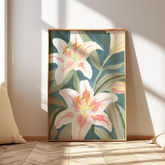 Lilies Wall Art: Colorful Floral Printable Art for Eclectic or Dopamine Room Decor (Digital Download)
