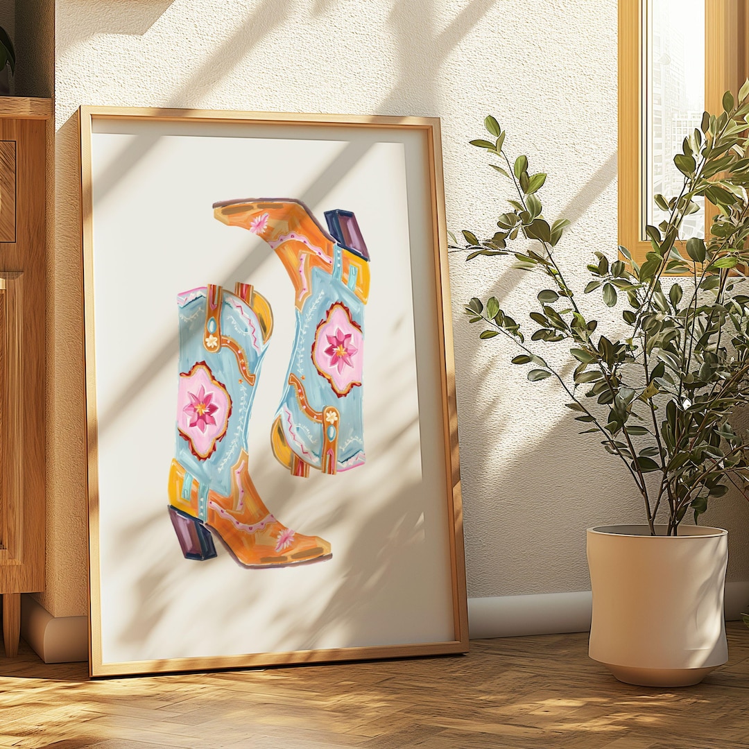 Cowgirl Boots Wall Art Western Decor Coquette Aesthetic Print Rodeo ...