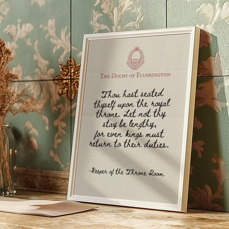 Funny Bathroom Art Print Toilet Humor Decor Classical Vintage King ...