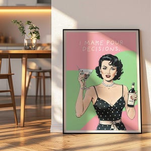 Bar Cart Prints Kitchen Art Retro Wall Art Pop Art Poster Modern Wall Art Martini Poster Maximalist Decor Dorm Room Decor Apartment Decor