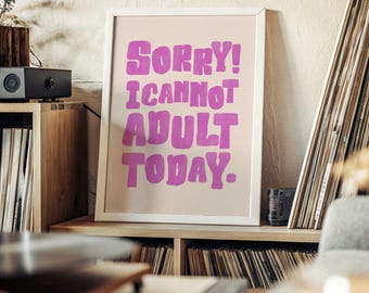 Retro Wall Art: Trendy Print Retro Poster Digital Print Pink Poster Dorm Decor Typography Printable Art