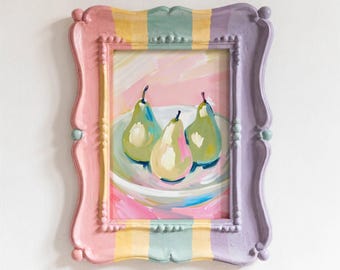 Watercolor Pear Art Print: Modern Kitchen Fruit Artwork, Dopamine Decor (Digital Download)