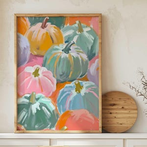 Fall Pumpkins Wall Art Autumn Watercolor Pastel Fall Paint Autumn Pumpkins Wall Decor Pumpkin Pastel Watercolor Girly Halloween Poster Pink