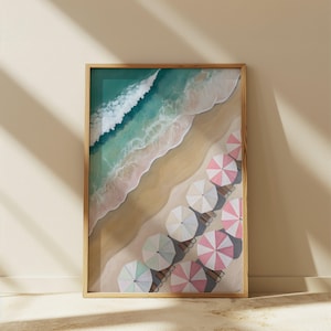 Kustväggkonsttryck Kustväggkonst Strandväggkonst Ostronsnäcksmålning Färgglad pastell Abstrakt konst Möt mig på stranden Pastellrumsdekor
