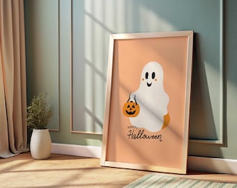 Halloween Decor Indoors Cute Halloween Ghosts Trick or Treat Wall Art Nursery Room Prints Kids Halloween Decor for Kids Wall Art Printable