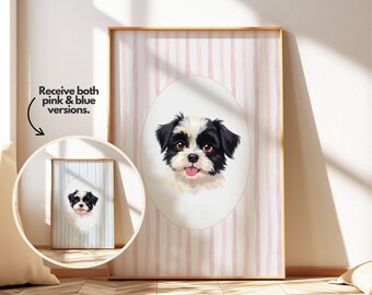Art mural chien shih tzu aquarelle pour chambre d&#39;enfant affiche imprimable chiot bébé fille ou garçon Decor animal chambre d&#39;enfants téléchargement numérique impression