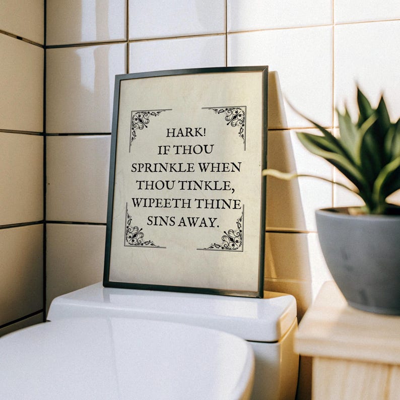 Funny Bathroom Art Print: Vintage Toilet Humor Decor (digital Download ...