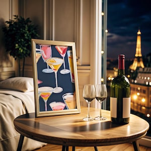 Cocktail Poster Martini Poster Martini Wall Art Martini Print Bar Cart Martini Glasses bar cart accessories bar cart prints cheers print
