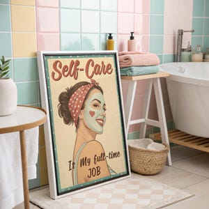 Funny Retro Lady Bathroom Wall Art Vintage Retro Poster Trendy Aesthetic Printable Girly Bedroom Dorm Decor Kitchen Quote Art 70's Poster