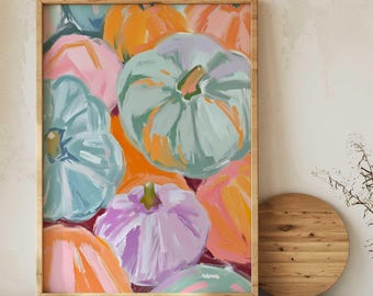 Pastel Pumpkin Watercolor Art: Girly Fall Decor (Digital Download)