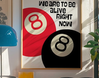 Vintage Lucky 8 Ball Print: Retro Pool Room Poster (Digital Download)