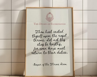 Funny Bathroom Art Print Toilet Humor Decor Classical Vintage King Queen Digital Download Printable Wall Art Funny Bathroom Gift Art Royalty