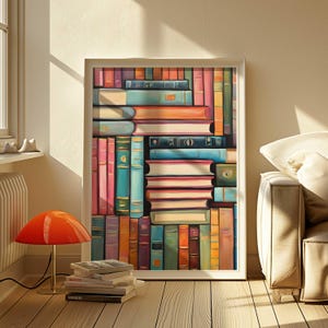 Pastel Watercolor Book Colorful Abstract Book Print Modern Reading Decor Library Wall Art Bookworm Decor Book Lover Wall Art Bookworm Poster