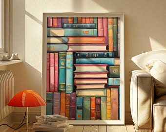 Pastel Watercolor Book Colorful Abstract Book Print Modern Reading Decor Library Wall Art Bookworm Decor Book Lover Wall Art Bookworm Poster