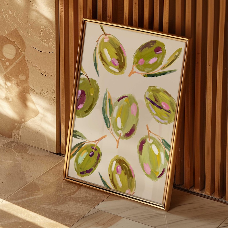 Olives Wall Art Cute Olive Print Kitchen Print Cottage Core Poster Kitchen Art Watercolor Coquette Room Decor Girly Art Farmhouse Art Trendy