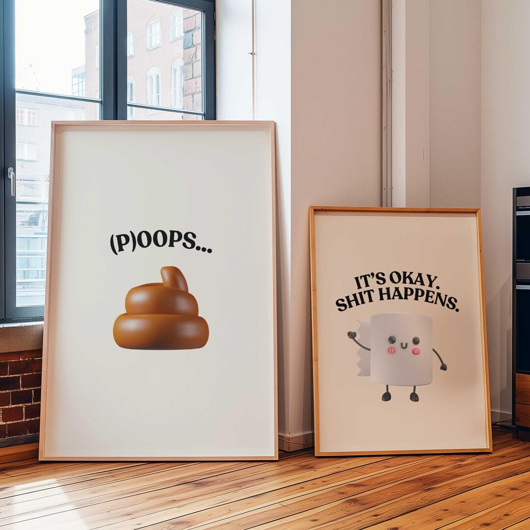 Funny Bathroom Wall Art Printable Wall Art Toilet Poster Funny Poop ...