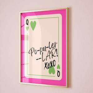 Póster popular, decoración de dopamina, artículos preppy, póster rosa coqueto, decoración de pared de la Reina de Corazones, elementos esenciales para dormitorio, citas imprimibles de "Eres afortunado".