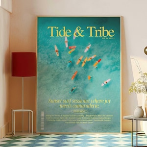 Trendy Küsten Magazin-Cover Druck Preppy Küsten Wandkunst Vintage Surf Art Küsten Cowgirl Ästhetik Trendy Zeitung Instant Digital