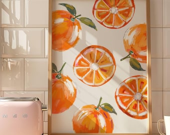 Orange Kitchen Wall Art Mediterranean Food Art Printable Vintage Decor Eclectic Trendy Artwork for Dining Room or Farmhouse Kitchen Decor