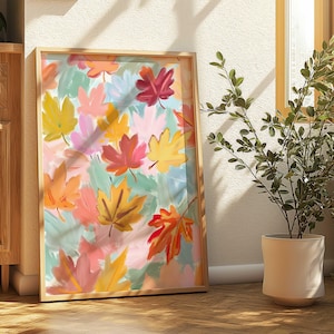 Herbst Blätter Wand Kunst Herbst Blätter Wand-Dekor Herbst Aquarell Pastell Herbst Farbe Herbst Pastell Aquarell Girly Halloween Poster Rosa Druck