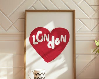 London Wall Art Print: Retro Home Decor,  London Poster (Digital Download)