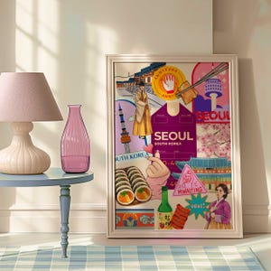 Seoul Südkorea Druckbare Wandkunst Maxamilist-Druck Stadtdruck Seoul Druck Bunte Preppy Wandkunst Rosa Druck Trendiger Druck Beschäftigter Druck