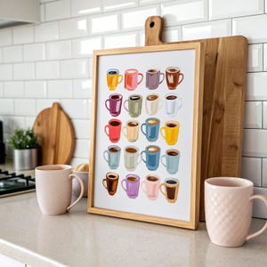 Kitchen Wall Art Coffee Cart Print Coffee Lover Decor Aesthetic Coffee Bar Art Dopamine Decor Indie Preppy Room Digital Print Colorful Print
