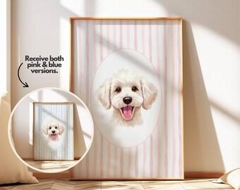 Chambre de bébé caniche chien art mural chiot aquarelle affiche pour décoration de chambre d&#39;enfant garçons et filles imprimé animal amoureux des chiens cadeau téléchargement numérique