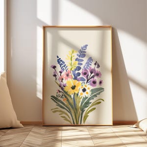 Modern Southern Floral Wall Art Watercolor Coastal Grandma Digital Download Preppy Grandmillennial Art Instant Southern Wall Decor Print