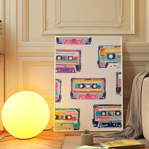 Cassette Tapes Poster Watercolor Eclectic Home Decor Aesthetic Pink Wall Print Retro Music Poster Pink Renaissance Y2K Girly Art Music Wall