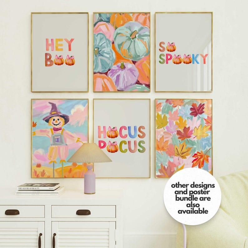 Fall Pumpkins Wall Art Autumn Watercolor Pastel Fall Paint Autumn Pumpkins Wall Decor Pumpkin Pastel Watercolor Girly Halloween Poster Pink