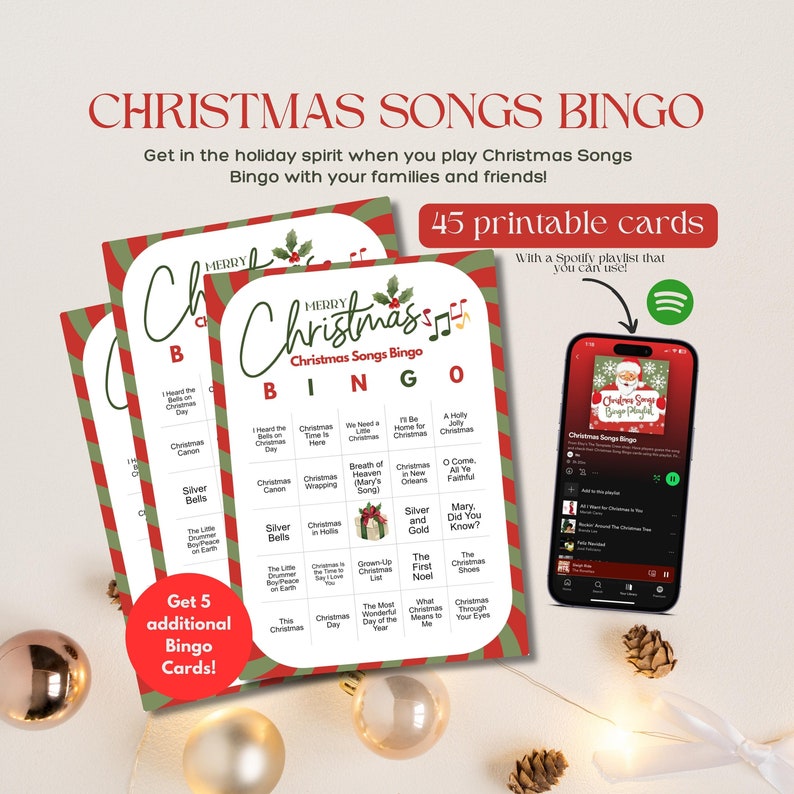 Printable Christmas Bingo Digital Download Christmas Songs Etsy