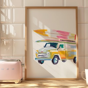 Pastel surfplank kustmuurkunst print kust strandachtige muur kunst oesterschelp schilderij kleurrijke abstracte kunst Meet Me At The Beach Travel