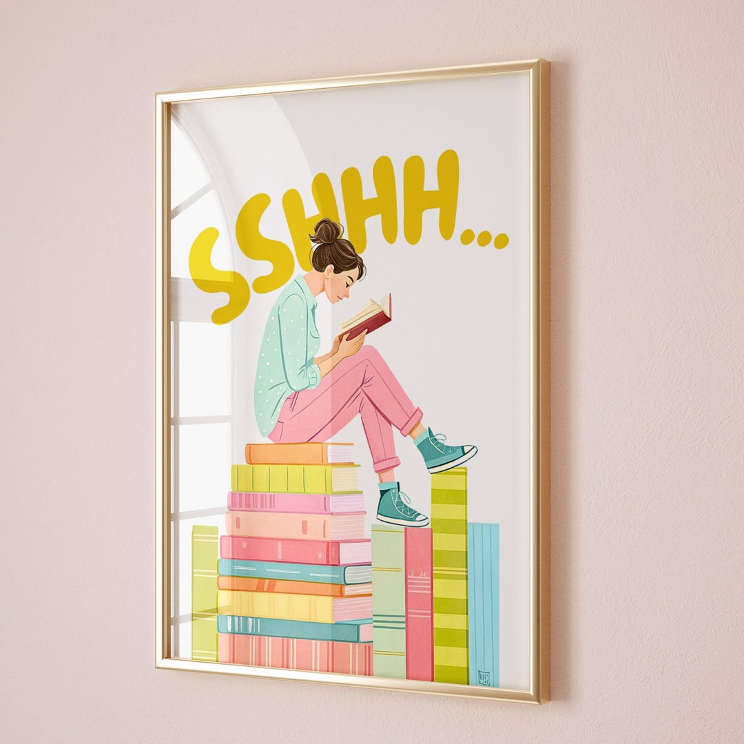 Book Nook Wall Art Book Colorful Book Print Modern Reading Decor ...