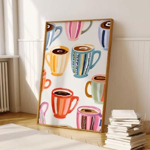 Coffee Cart Print Coffee Lover Decor Colorful Wall Art Coffee Bar Print Coffee Bar Sign Dopamine Decor Coffee Poster Kitchen Wall Art Print