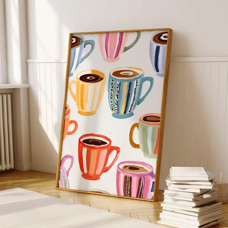 Coffee Cart Print Coffee Lover Decor Colorful Wall Art Coffee Bar Print Coffee Bar Sign Dopamine Decor Coffee Poster Kitchen Wall Art Print