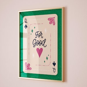Póster "Para el bien", decoración de dopamina, artículos preppy, póster verde coqueto, decoración de pared de la reina de espadas, elementos esenciales para dormitorio, impresión tipográfica "Tienes suerte".