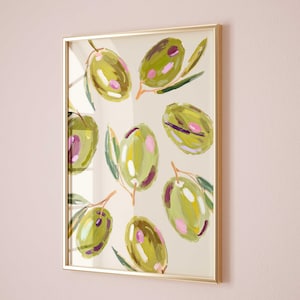 Olives Wall Art Cute Olive Print Kitchen Print Cottage Core Poster Kitchen Art Watercolor Coquette Room Decor Girly Art Farmhouse Art Trendy