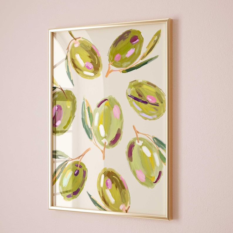 Curated visual reference: Picture Idea: Olives Wall Art Cute Olive Print Kitchen Print Cottage Core