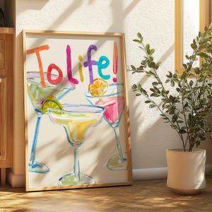 To Life Martini Poster Martini Wall Art Watercolor Print Martini Print Bar Cart Martini Glasses Cocktail Poster Bar Cart Prints Cheers Print