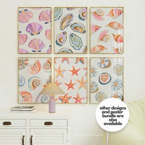 Coastal Cowgirl Wall Art Coastal Beach House Wall Art Print Oyster Shell Painting Colorful Pastel Abstract Beach Print Cowgirl Coquette Art