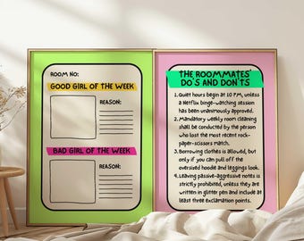 Dorm Roommate Rules Poster: Preppy Coquette Decor (Digital Download)